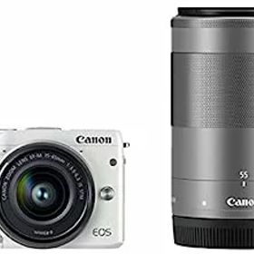 【中古】Canon ミラーレス一眼カメラ EOS M3 ダブルズームキット(ホワイト) EF-M15-45mm F3.5-6.3 IS STM EF-M55-200mm F4.5-6.3 IS STM 付属 EOSM3WH-WZ