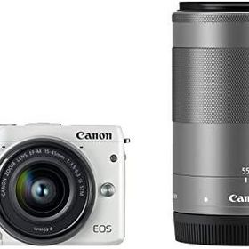 【中古】Canon ミラーレス一眼カメラ EOS M3 ダブルズームキット(ホワイト) EF-M15-45mm F3.5-6.3 IS STM EF-M55-200mm F4.5-6.3 IS STM 付属 EOSM3WH-WZK2