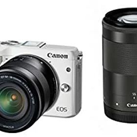 【中古】(非常に良い)Canon ミラーレス一眼カメラ EOS M3 ダブルズームキット(ホワイト) EF-M18-55mm F3.5-5.6 IS STM EF-M55-200mm F4.5-6.3 IS STM 付属 EOSM3WH-WZ