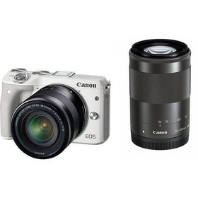 【中古】キヤノン Canon EOS M3 ダブルズームキット ホワイト EF-M18-55mm F3.5-5.6 IS STM EF-M55-200mm F4.5-6.3 IS STM 付属 EOSM3WH-WZK