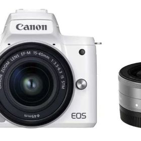 【中古】Canon キヤノン EOS Kiss M2 ダブルレンズキット ホワイト