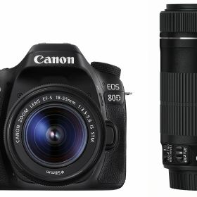 【中古】【非常に良い】Canon デジタル一眼レフカメラ EOS 80D ダブルズームキット EF-S18-55 IS STM/EF-S55-250 IS STM付属 EOS80D-WKIT