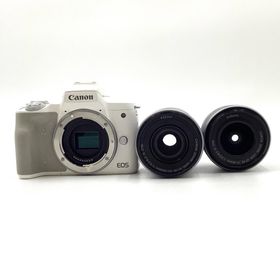 キヤノン(Canon)の【全額返金保証】【最速発送】Canon デジタル一眼 EOS Kiss M2 ダブルズームキット ホワイト 動作確認済(デジタル一眼)