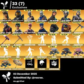 【超安全/メアド譲渡】【1400v所持】OGレイダー/フルオメガ/エリエジェ/青騎士/トレイル | フォートナイト(Fortnite)のアカウントデータ、RMTの販売・買取一覧