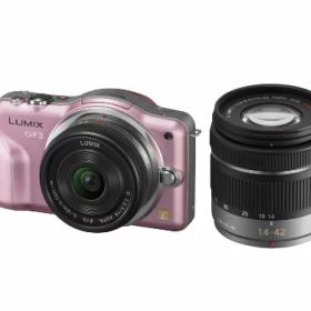 【中古】パナソニック ミラーレス一眼カメラ LUMIX GF3 ダブルレンズキット フェアリーピンク DMC-GF3W-P