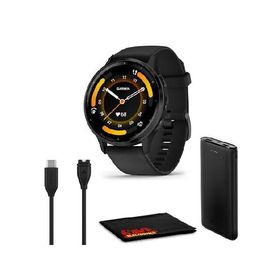 Garmin Venu 3 Advanced Fitness Health Tracker Smart Watch with Slate Stainless Steel Bezel and 45 MM Black Case and Silicone Band 1.4 Inch AMOLED Disp