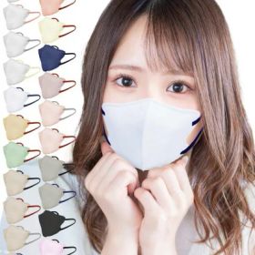 [TJ TRAD JAPAN] 立体 不織布 小さめ マスク 日本製 立体マスク (小さめ30枚, スノーホワイト×ネイビー)