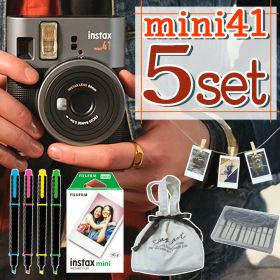 富士フイルム チェキ instax mini41 （16844422）＆巾着ポーチ＆白フレームフィルム20枚＆デコペン＆ガーランド セット（デジタルライフ）