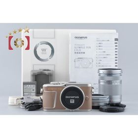 【中古】OLYMPUS オリンパス PEN E-PL10 EZ ダブルズームキット ブラウン シャッター回数僅少 元箱付き