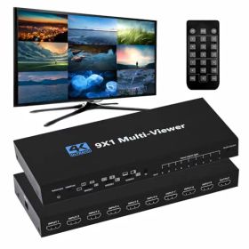 HDMI 画面分割器 9入力1出力 hdmi画面分割切替器 4K 9x1 画面切り替え器 hdmi 1080P 9画面同時表示 シームレス切り替えマルチビューワ DVD ゲーム機 PS4 Pro Apple TV マルチビューアー テレビ専門店 売り場 DVD プロジェクター 監視 リモコン付き