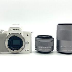 キヤノン Canon EOS kiss M + EF-M 15-45mm F3.5-6.3 + 55-200mm F4.5-6.3 箱 ミラーレス一眼 中古 LL12-003◎