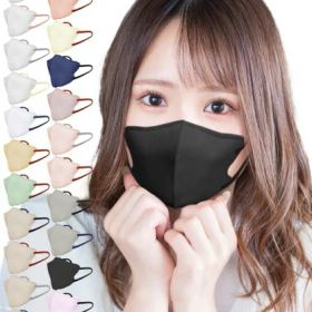 [TJ TRAD JAPAN] 立体 不織布 小さめ マスク 日本製 立体マスク (小さめ30枚, ブラック×ブラック)