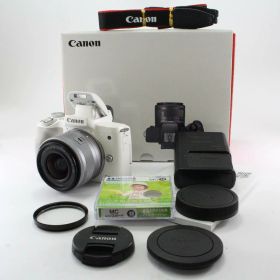 【中古】Canon ミラーレス一眼カメラ EOS Kiss M2 標準ズームレンズキット ホワイト KISSM2WH-1545
