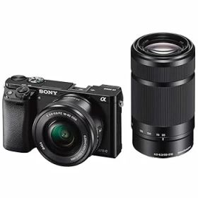 【中古】SONY ミラーレス一眼 α6000 ダブルズームレンズキット E PZ 16-50mm F3.5-5.6 OSS + E 55-210mm F4.5-6.3 OSS ブラック ILCE-6000Y B