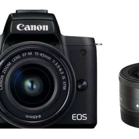 【中古】Canon キヤノン EOS Kiss M2 ダブルレンズキット ブラック