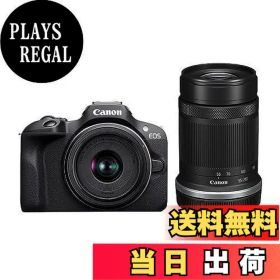 【送料無料】Canon ミラーレス一眼カメラ EOS R100 ダブルズームキット(RF-S18-45+RF-S55-210) ブラック/APS-C/約356g EOSR100-WZK