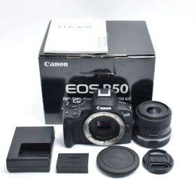 B#10594 Canon ミラーレス一眼カメラ EOS R50 標準ズームレンズキット(RF-S18-45) ブラック/APS-C/約375g EOSR50BK-1845ISSTMLK