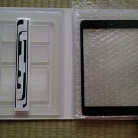 送料200円 ipad mini / mini2 液晶フロントパネル「ホームボタン＋ICチップ＋両面テープ付」画面割れ修理交換 パーツ 黒 ブラック