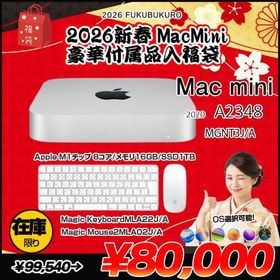 【2026新春 MacMini 豪華付属品入福袋】Apple Mac mini MGNT3J/A A2348 M1 2020 [Apple M1 8コアメモリ16GB SSD1TB 無線 BT キー＆マウス付]：良品