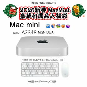 【2026新春 MacMini 豪華付属品入福袋】Apple Mac mini MGNT3J/A A2348 M1 2020 [Apple M1 8コアメモリ16GB SSD1TB 無線 BT キー＆マウス付]：良品