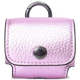 コーチ エアーポッズプロケース COACH ぺブルレザー イヤホン airpods pro エアーポッズプロ ケース バッグチャーム キーホルダー メタリックライラック CP197