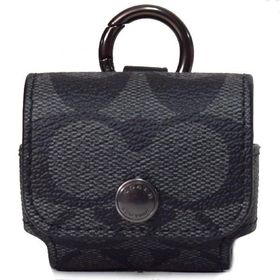 コーチ エアーポッズプロケース COACH コーティングキャンバス カーフレザー シグネチャー イヤホン airpods pro キーホルダー チャコール coach1618