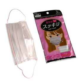 見た目スッキリカラーマスク ライトピンク 女性用小さめサイズ 5枚入 (100円ショップ 100円均一 100均一 100均)