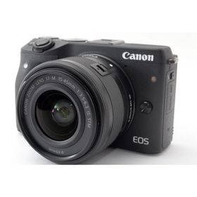 キヤノン Canon EOS M3 レンズキット ブラック 美品 スマホへ転送・自分撮りミラーレス SDカードストラップ付き