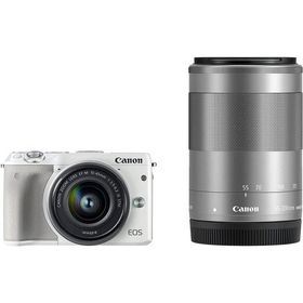 キヤノン Canon EOS M3 EF-M 15-45mm 55-200mm ダブルレンズキット ホワイト ミラーレス一眼 カメラ 中古