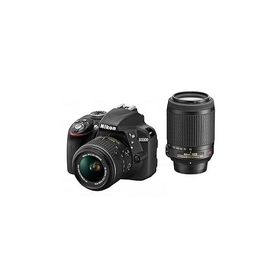 Nikon デジタル一眼レフカメラ D3300 ダブルズームキット ブラック D3300WZBK(中古品)