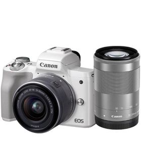 キヤノン Canon EOS Kiss M ダブルレンズキット ホワイト ミラーレス 一眼レフ 中古