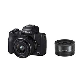 【アウトレット品】Canon ミラーレス一眼カメラ EOS Kiss M ダブルレンズキット ブラック EOSKISSMBK-WLK