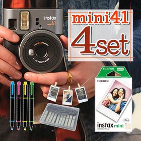 富士フイルム チェキ instax mini 41（16844422） ＆白フレームフィルム20枚＆デコペン＆ガーランド セット