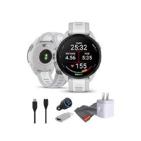 Garmin Forerunner 165 GPS Running Smartwatch, Fitness Tracker Smart Watch for Men and Women Bundle with Accessories - Mist Gray/Whitestone