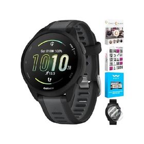 Garmin 010-02863-30 Forerunner 165 Music Smart Sport Watch, Black + Slate Gray | Official USA Partner Model | Bundle with Deco Essentials 2-Pack Scree