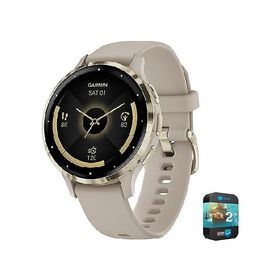 Garmin 010-02785-02 Venu 3S Health Fitness GPS Smartwatch Gold Steel Bezel w/French Gray Case 41mm Bundle with 2 YR CPS Enhanced Protection Pack