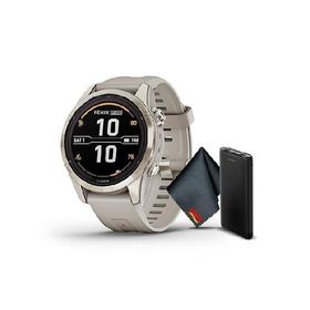 Garmin Fenix 7S Pro Solar Edition 42 MM Sapphire Soft Gold with Light Sand Band GPS Smartwatch Built-in Flashlight and Power Sapphire Solar Charging L