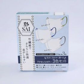 【エントリーP5倍】日翔 彩立体マスク アクセントカラー3色セット 30枚