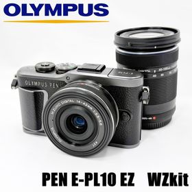 オリンパス(OLYMPUS)の【美品】オリンパス OLYMPUS PEN E-PL10 EZダブルズームキット ブラック ミラーレス カメラ 中古(ミラーレス一眼)