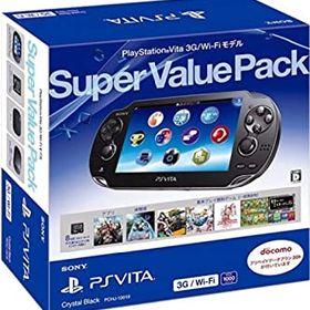 【中古】「非常に良い」PlayStation Vita Super Value Pack 3G/Wi-Fiモデル クリスタル・ブラック（メーカー生産終了）