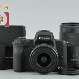 Canon キヤノン 【中古】Canon キヤノン EOS Kiss M ダブルズームキット ブラック ミラーレスカメラ