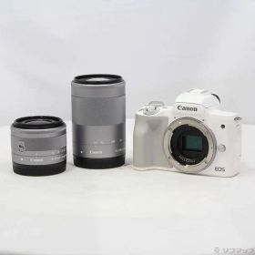 〔中古品〕 EOS Kiss M ホワイト ダブルズームキット【344】