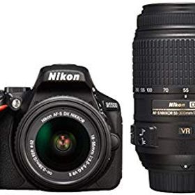【中古】Nikon デジタル一眼レフカメラ D5500 ダブルズームキット ブラック 2416万画素 3.2型液晶 タッチパネルD5500WZBK qqffhab
