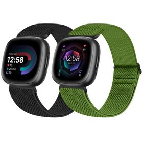 JMIO ナイロン弾性交換用時計バンド、快適で調節可能なストレッチ スポーツ バンド ストラップ、Fitbit Versa 4/Fitbit