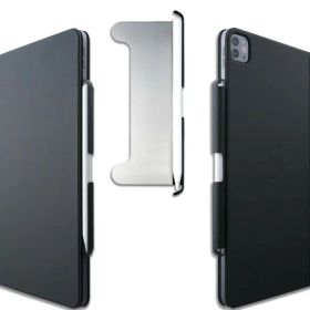 Thankscase マジックホルダー Apple Pencil 2 Pencil Pro対応 マジックキーボードとキーボードフォリオ用 ハンドメイド 超薄型スチールプレート レザー製 落下防止 (ブラックレザー)