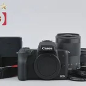 Canon キヤノン 【中古】Canon キヤノン EOS Kiss M ダブルズームキット ブラック ミラーレスカメラ