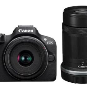 【中古】【1ヶ月保証】 キヤノン Canon ミラーレス一眼カメラ EOS R100 ダブルズームキット(RF-S18-45/RF-S55-210) ブラック EOSR100-WZK