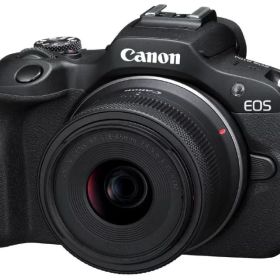 【中古】【1ヶ月保証】 キヤノン Canon ミラーレス一眼カメラ EOS R100 標準ズームレンズキット(RF-S18-45) ブラック EOSR100-1845ISSTMLK SDカード付き