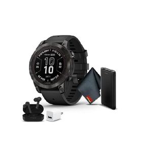 Garmin Fenix 7 Pro Sapphire Solar Edition GPS Smartwatch 47MM Built-in Flashlight, Advanced Training Features with Carbon Gray DLC Titanium with Black