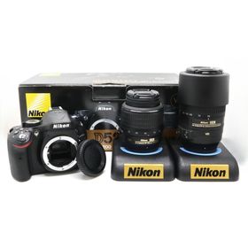 《新品級 S数177回のみ》 デジタル一眼レフカメラ NIKON D5200 ダブルズームキット ブラック ニコン k3160(フィルター)